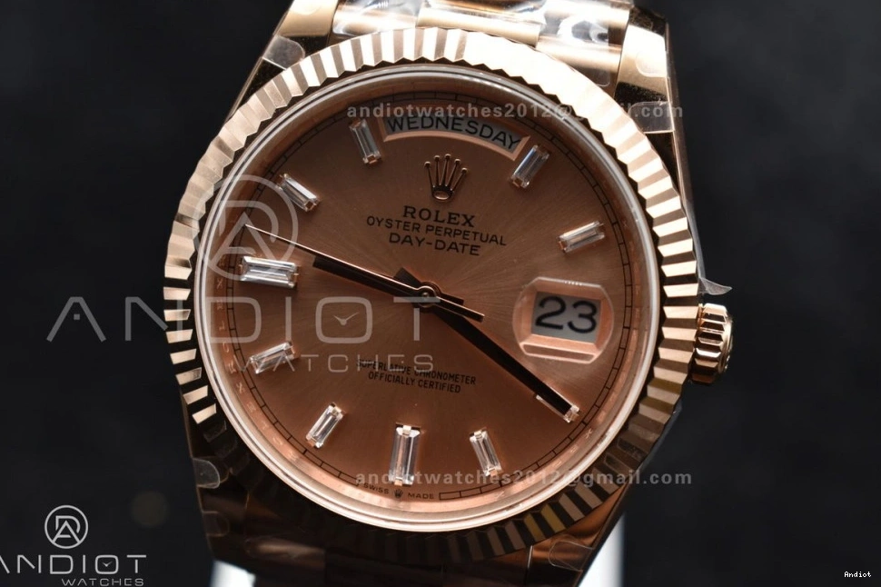 Steel Bracelet Plated 40 RG Markers V2 RG GMF President Crystal A2836 Dial DayDate 904L On 0518